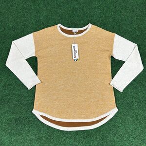 NWT Smartwool Womens Small Shadow Pine Colorblock Wool Blend Sweater Brown Gold‎